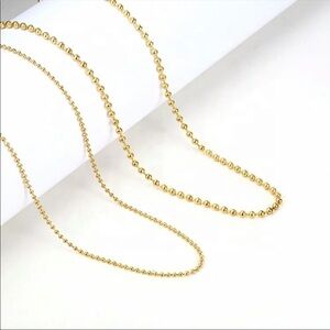 14K gold plated stainless steel steel ball beads chain necklace 16 inches